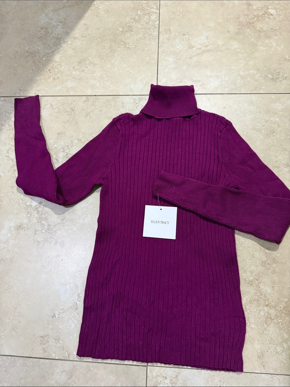 Eileen Fisher Deep Plum Ribbed Turtleneck Sweater